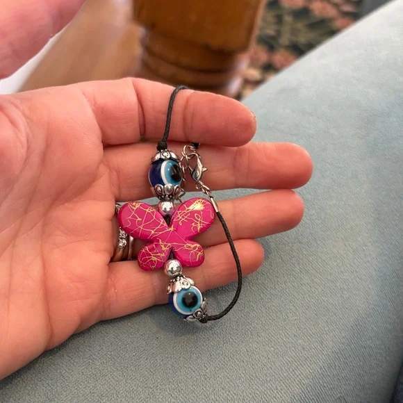 Pink Butterfly Charm Bracelet - Picture 1 of 1